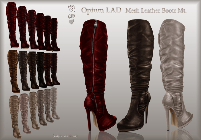 Second Life Marketplace - Opium Mesh Leather Boots BrownsRedsSands